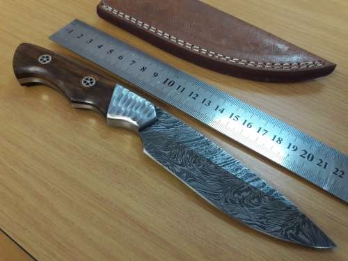 Handmade DAMASCUS Steel Knife, Wooden handle Scales with a stainless steel bolster. NEW DESIGN !!!!