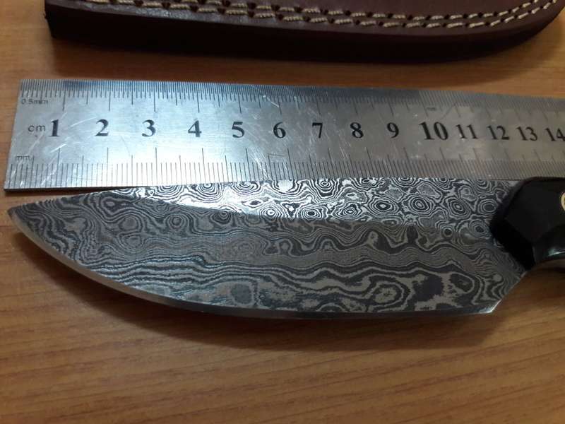 Handmade DAMASCUS Steel Knife, Bull Horn and Wooden handle. BRAND NEW DESIGN!!!