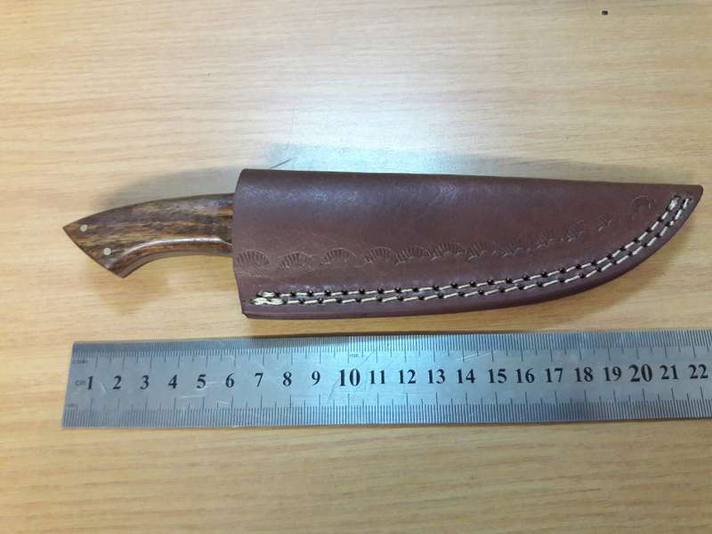 Handmade DAMASCUS Steel Knife, Bull Horn and Wooden handle. BRAND NEW DESIGN!!!
