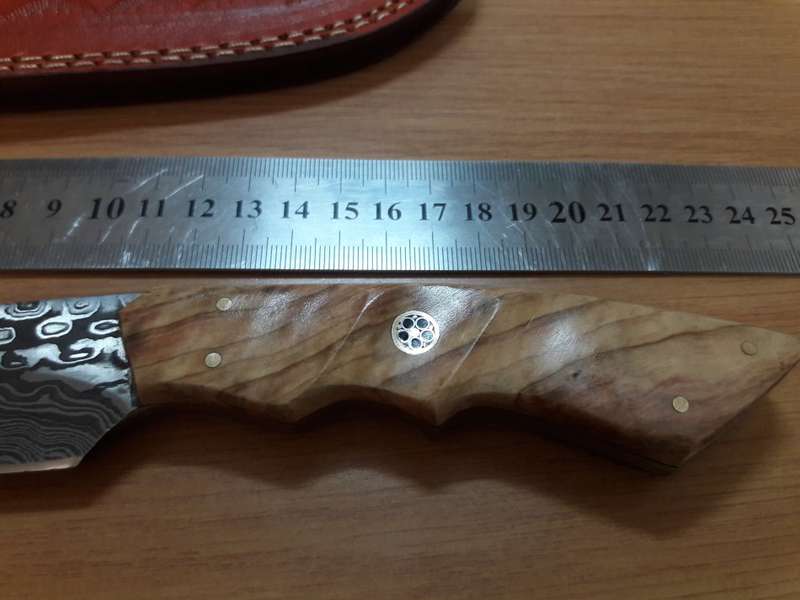 Handmade DAMASCUS Steel Knife, Wooden handle Scales. BRAND NEW DESIGN !!!!