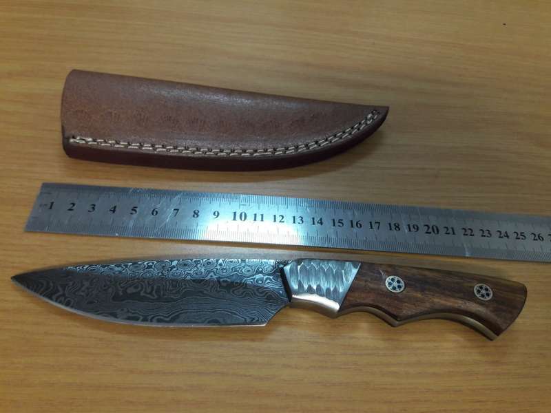 Handmade DAMASCUS Steel Knife, Wooden handle Scales with a stainless steel bolster. NEW DESIGN !!!!