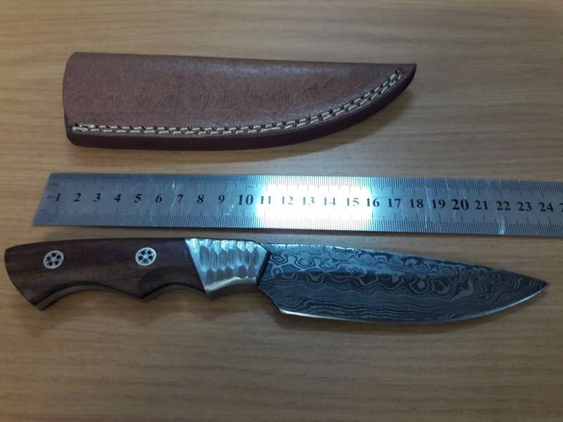 Handmade DAMASCUS Steel Knife, Wooden handle Scales with a stainless steel bolster. NEW DESIGN !!!!