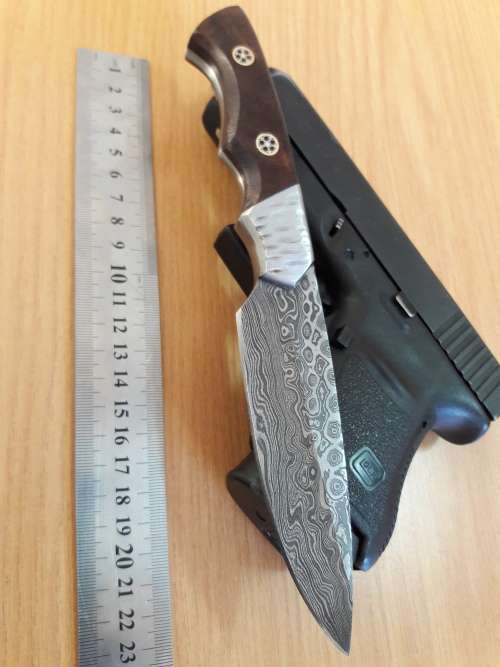 Handmade DAMASCUS Steel Knife, Wooden handle Scales with a stainless steel bolster. NEW DESIGN !!!!