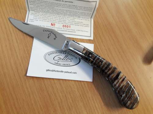 Le Capuchadou by Fontenille Pataud, Hand made in France, Fossilized Mammoth Handle Knives.