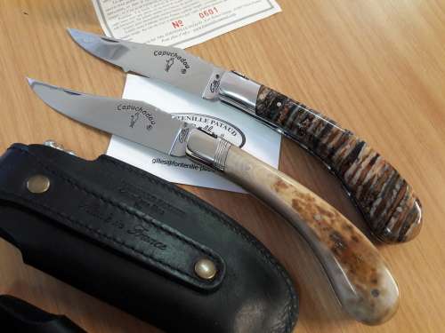 Le Capuchadou by Fontenille Pataud, Hand made in France, Fossilized Mammoth Handle Knives.
