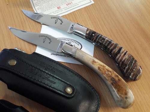 Le Capuchadou by Fontenille Pataud, Hand made in France, Fossilized Mammoth Handle Knives.