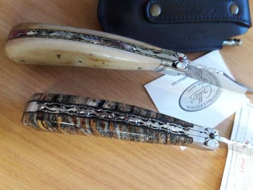Le Capuchadou by Fontenille Pataud, Hand made in France, Fossilized Mammoth Handle Knives.