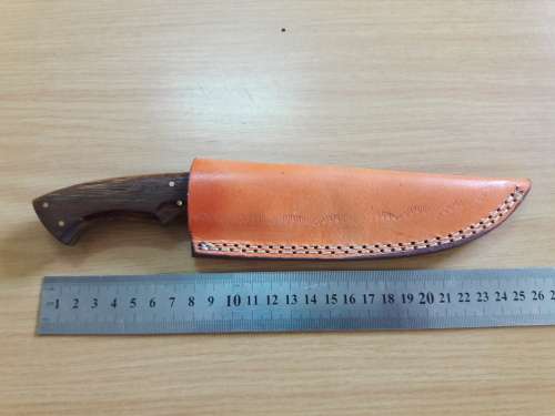 Handmade DAMASCUS Steel Knife, Bull Horn and Wooden handle. BRAND NEW DESIGN !
