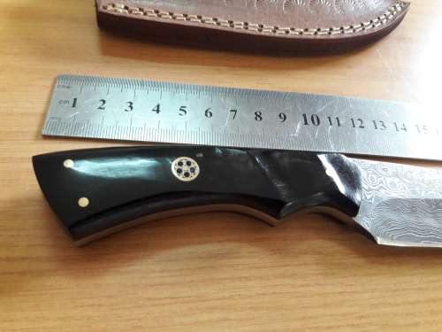 Handmade DAMASCUS Steel Knife, Bull horn handle scales. NEW DESIGN !!!!!!!!!