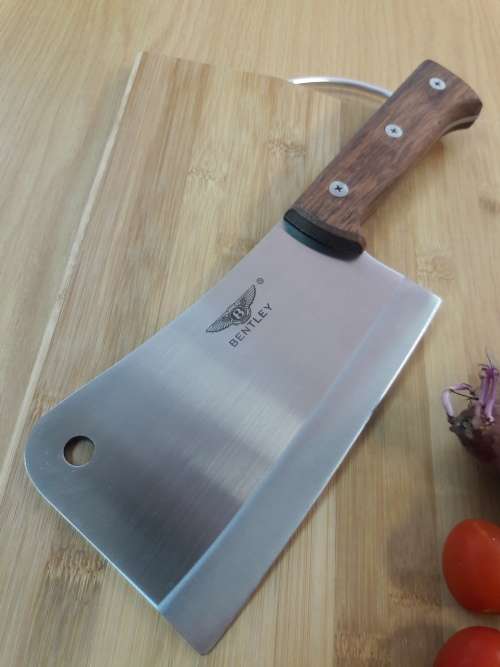 Meat Cleaver Bentley, Stainless Steel, Durable and made with one piece steel blade and WOODEN handle