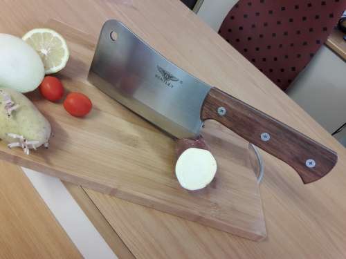 Meat Cleaver Bentley, Stainless Steel, Durable and made with one piece steel blade and WOODEN handle