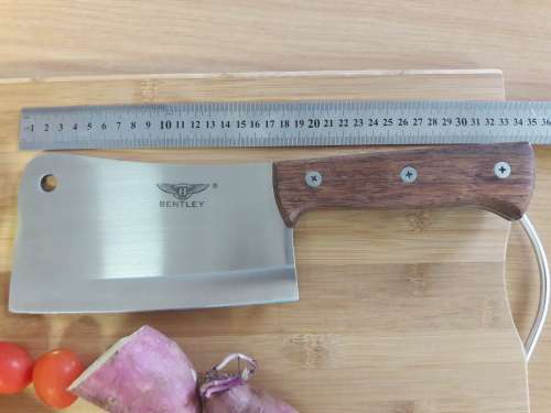 Meat Cleaver Bentley, Stainless Steel, Durable and made with one piece steel blade and WOODEN handle