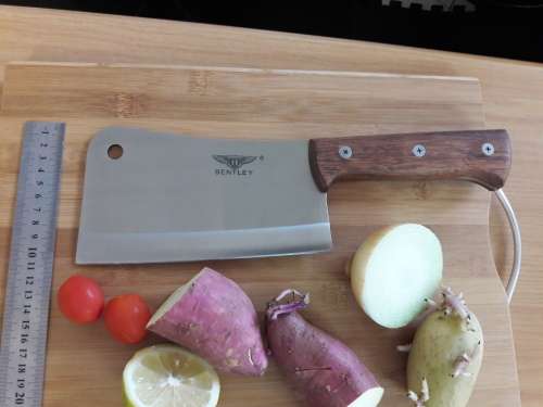 Meat Cleaver Bentley, Stainless Steel, Durable and made with one piece steel blade and WOODEN handle