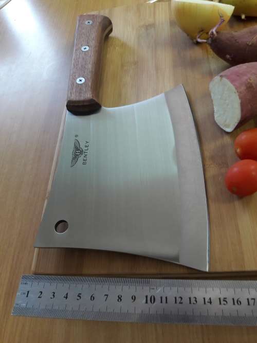 Meat Cleaver Bentley, Stainless Steel, Durable and made with one piece steel blade and WOODEN handle
