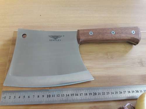 Meat Cleaver Bentley, Stainless Steel, Durable and made with one piece steel blade and WOODEN handle