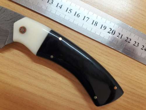 Handmade DAMASCUS Steel Knife, Bull horn and Camel Bone handle scales. NEW DESIGN !!!!!