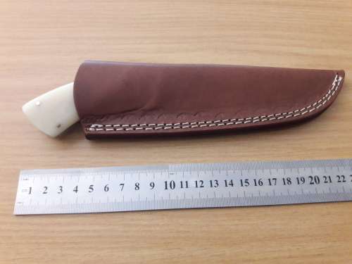 Handmade DAMASCUS Steel Hunting Knife, Bull horn and Camel Bone handle scales. NEW DESIGN !!!!!