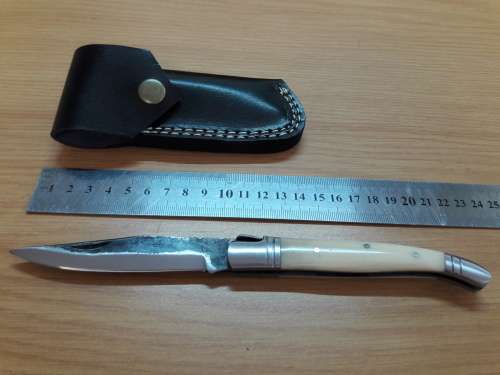 HANDMADE Black Ops, 1095 HIGH Carbon High quality steel folding knife with Camel Bone handle scales.