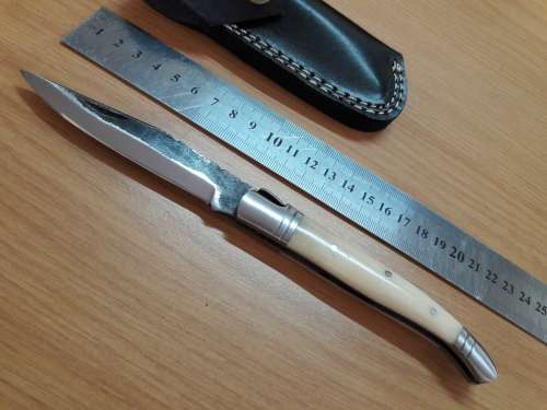 HANDMADE Black Ops, 1095 HIGH Carbon High quality steel folding knife with Camel Bone handle scales.