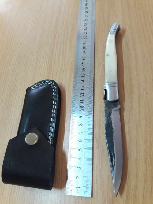 HANDMADE Black Ops, 1095 HIGH Carbon High quality steel folding knife with Camel Bone handle scales.