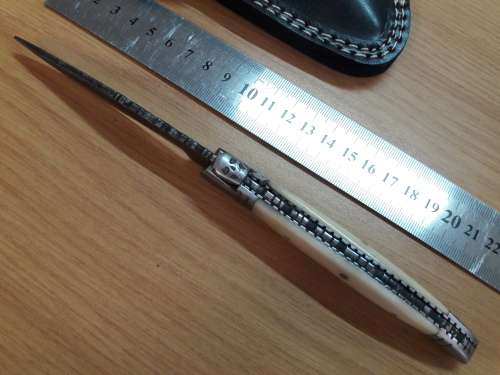 HANDMADE Black Ops, 1095 HIGH Carbon High quality steel folding knife with Camel Bone handle scales.