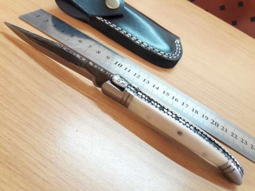 HANDMADE Black Ops, 1095 HIGH Carbon High quality steel folding knife with Camel Bone handle scales.