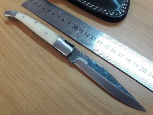 HANDMADE Black Ops, 1095 HIGH Carbon High quality steel folding knife with Camel Bone handle scales.