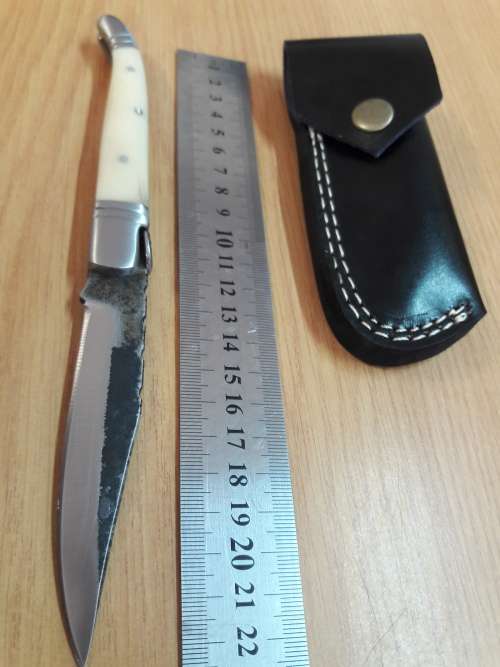 HANDMADE Black Ops, 1095 HIGH Carbon High quality steel folding knife with Camel Bone handle scales.