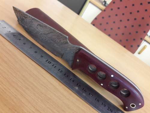 Handmade DAMASCUS Steel Hunting Knife,  MICARTA handle scales. NEW DESIGN !!!!!