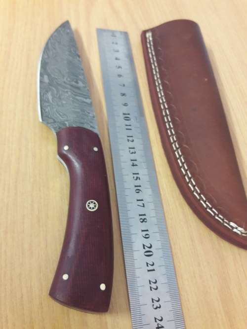 Handmade DAMASCUS Steel Hunting Knife,  MICARTA handle scales. NEW DESIGN !!!!!