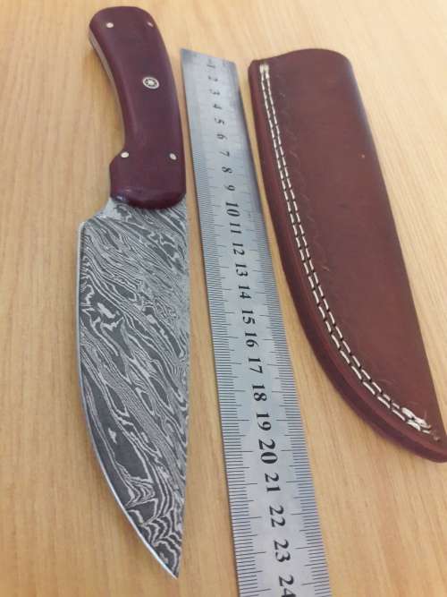 Handmade DAMASCUS Steel Hunting Knife,  MICARTA handle scales. NEW DESIGN !!!!!