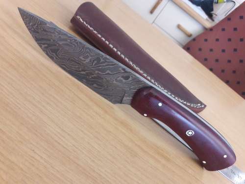 Handmade DAMASCUS Steel Hunting Knife,  MICARTA handle scales. NEW DESIGN !!!!!