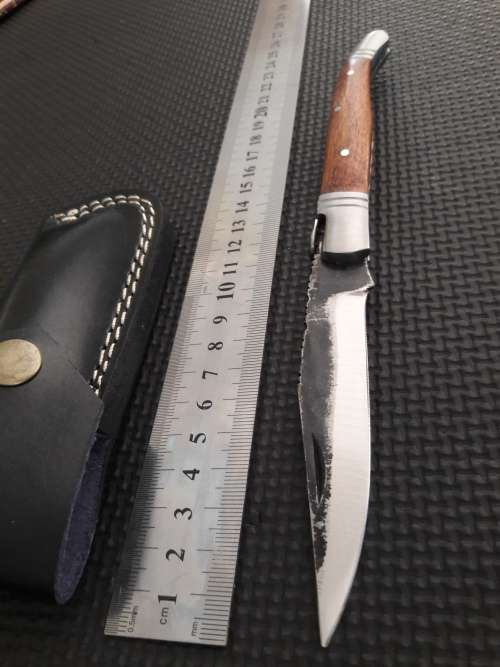 HANDMADE Black Ops, 1095 HIGH Carbon High quality steel folding knife with WOODEN handle scales.