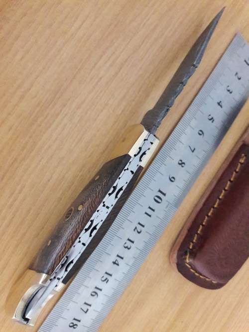 Handmade Damascus steel folding knife with Wooden handle scales. I CAN SEND PARCELS.