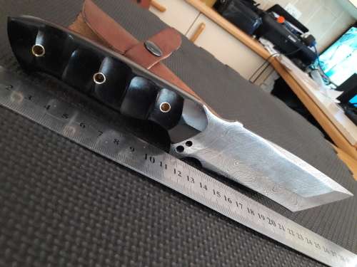 Handmade DAMASCUS Steel Hunting Knife,  MICARTA handle scales. NEW DESIGN !!!!!