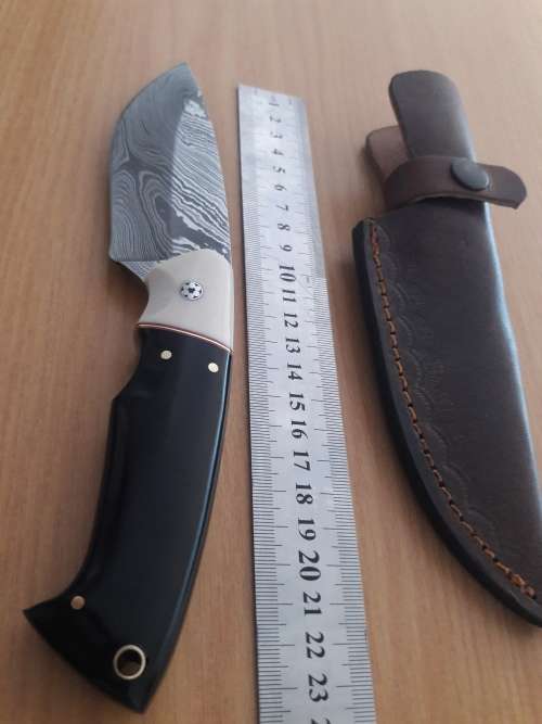Handmade DAMASCUS Steel Hunting Knife, Bull horn and Camel Bone handle scales. NEW DESIGN !!!!!