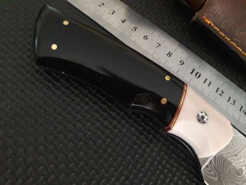 Handmade DAMASCUS Steel Hunting Knife, Bull horn and Camel Bone handle scales. NEW DESIGN !!!!!