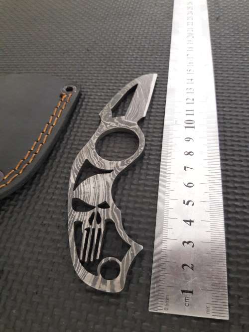 Handmade DAMASCUS Steel THE PUNISHER !!!! NECK Knife, great for self defense.