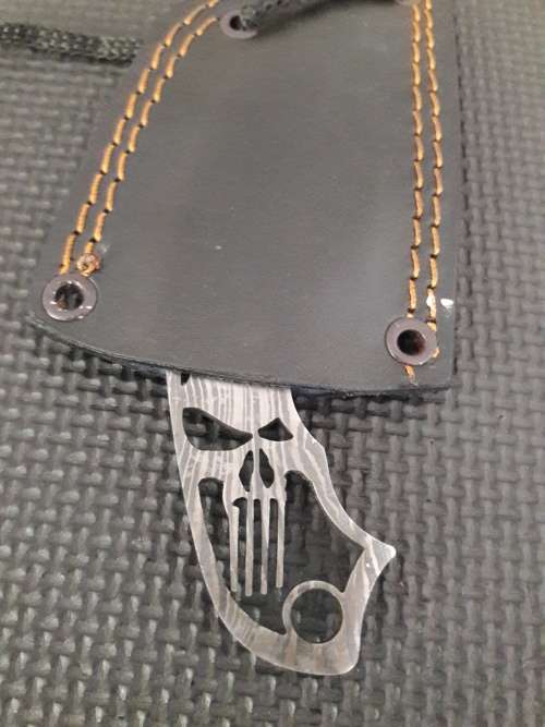 Handmade DAMASCUS Steel THE PUNISHER !!!! NECK Knife, great for self defense.