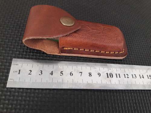 Handmade Damascus steel folding knife with WOOD & CAMEL BONE handle scales.