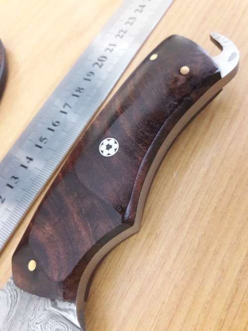 Handmade DAMASCUS Steel Hunting Knife with Wooden handle scales. NEW DESIGN !!!!!