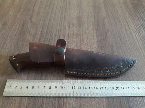 Handmade DAMASCUS Steel Hunting Knife with BULL HORN & Wooden handle scales. NEW DESIGN !!!!!