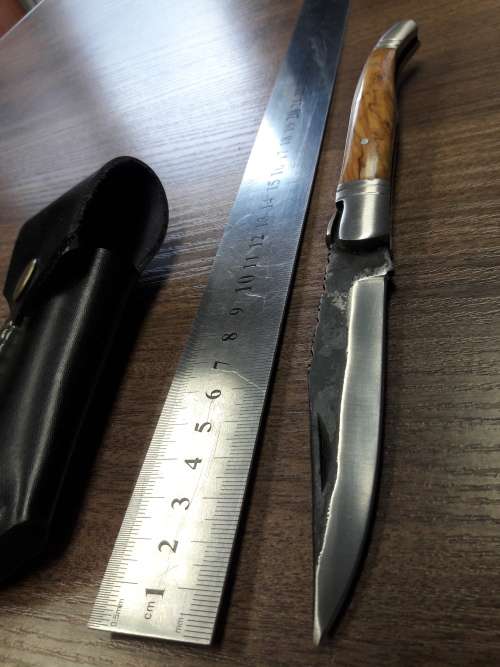 HANDMADE Black Ops, 1095 HIGH Carbon High quality steel folding knife with WOODEN handle scales.