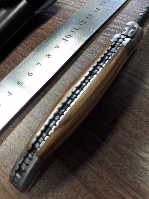 HANDMADE Black Ops, 1095 HIGH Carbon High quality steel folding knife with WOODEN handle scales.