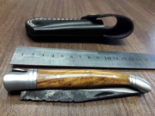 HANDMADE Black Ops, 1095 HIGH Carbon High quality steel folding knife with WOODEN handle scales.