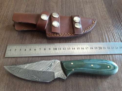 Handmade DAMASCUS Steel Hunting Knife, Micarta handle scales.  FULL TANG !!!!!
