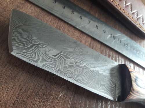 Handmade DAMASCUS Steel Hunting Knife with Wooden handle scales.FULL TANG !!!!!!