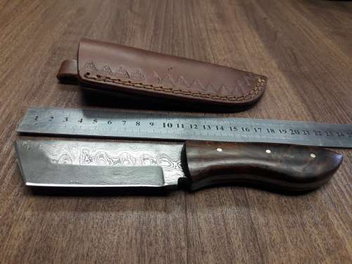 Handmade DAMASCUS Steel Hunting Knife with Wooden handle scales.FULL TANG !!!!!!