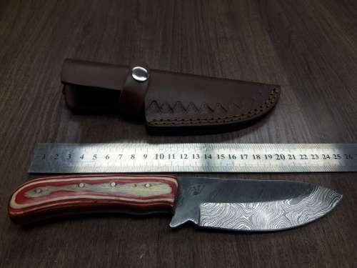 Handmade DAMASCUS Steel Hunting Knife with Wooden handle scales.FULL TANG !!!!!!