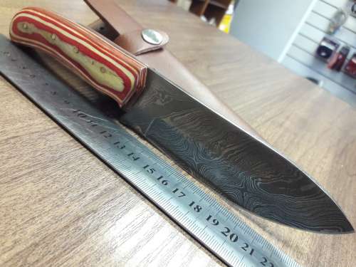 Handmade DAMASCUS Steel Hunting Knife with Wooden handle scales.FULL TANG !!!!!!